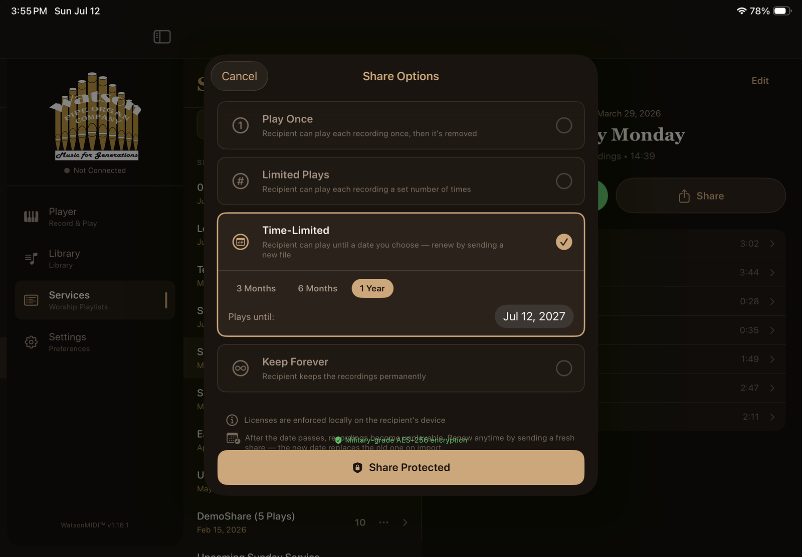 License options with Time-Limited selected and 3-month, 6-month, and 1-year presets